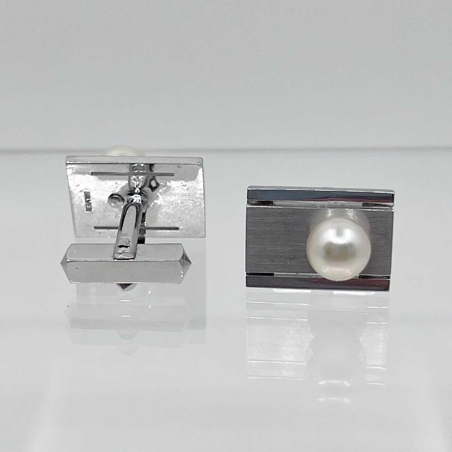 sterling silver akoya pearl cufflinks