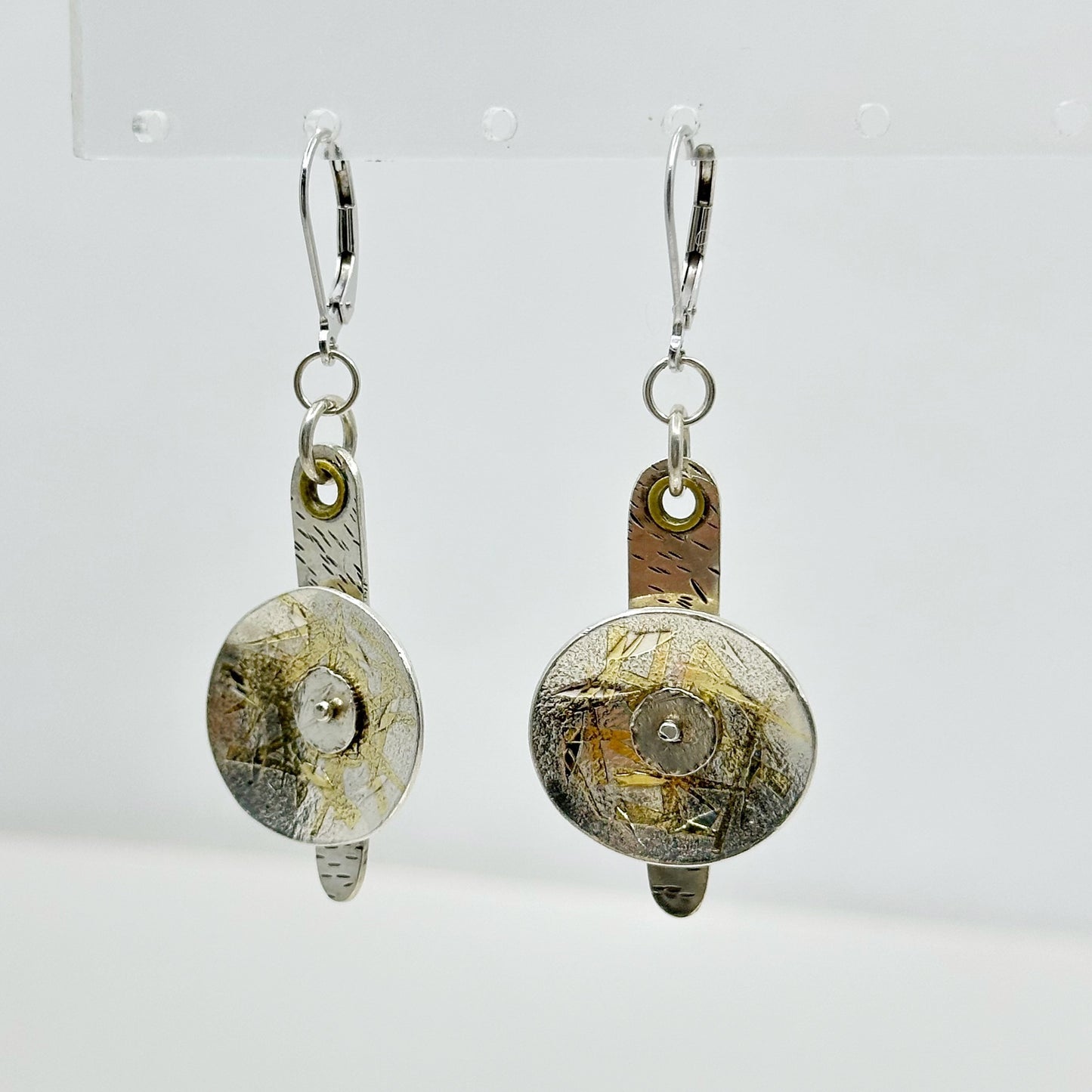 Hand Made 24k gold & sterling silver drop earrings