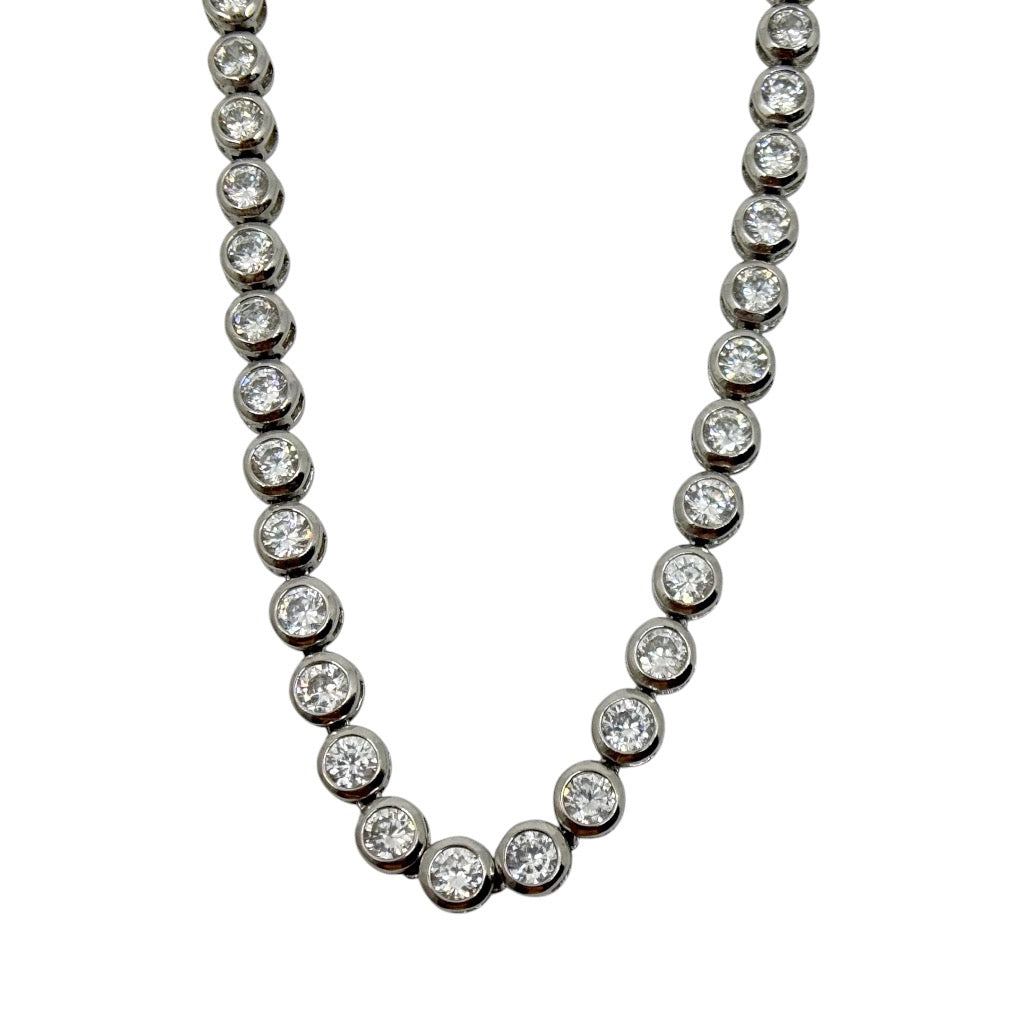 925 sterling silver cubic zirconia tennis chain necklace - GM1063