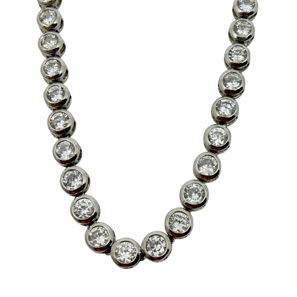925 sterling silver cubic zirconia tennis chain necklace - GM1063