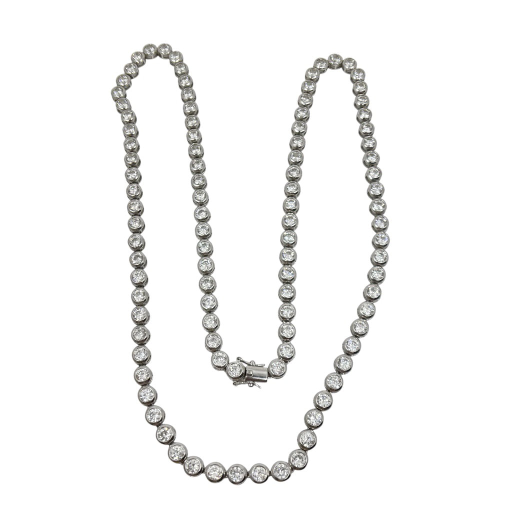 925 sterling silver cubic zirconia tennis chain necklace - GM1063
