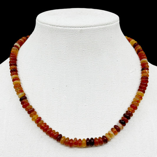 Hand Made sterling silver carnelian bead necklace