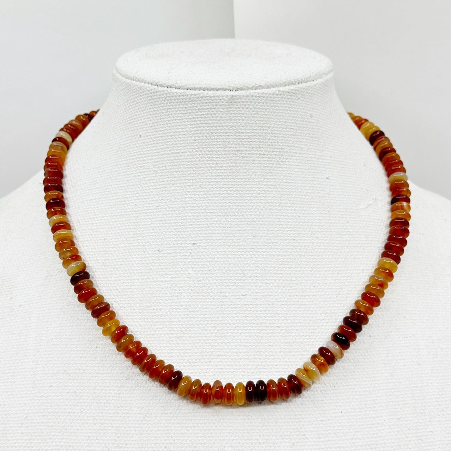 Hand Made sterling silver carnelian bead necklace