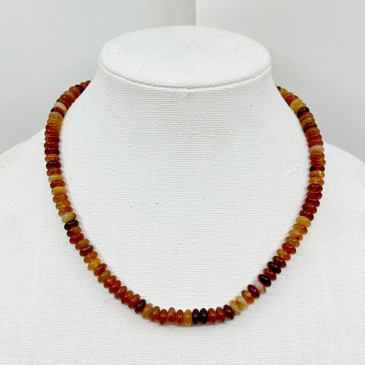 Hand Made sterling silver carnelian bead necklace