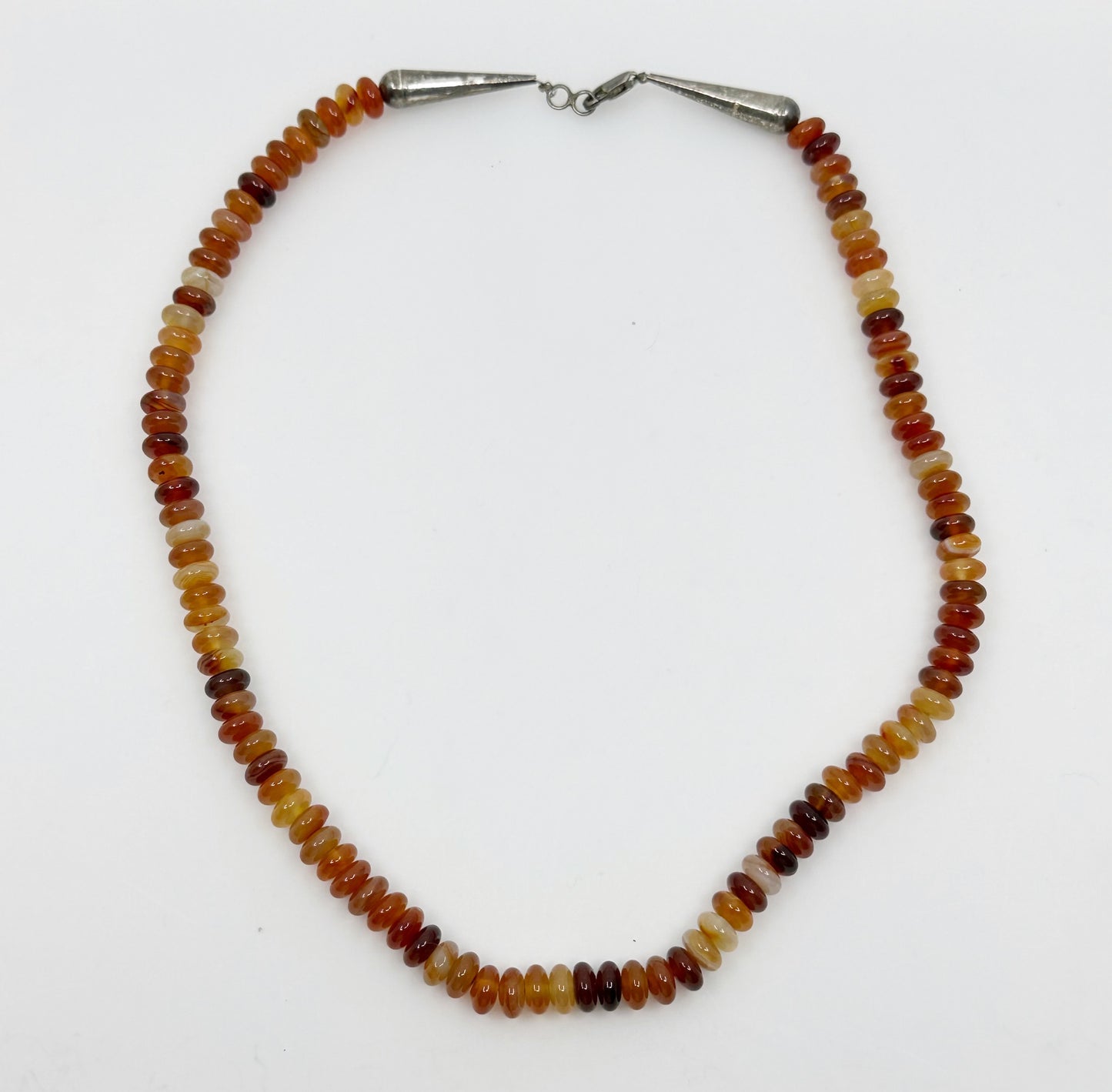 Hand Made sterling silver carnelian bead necklace