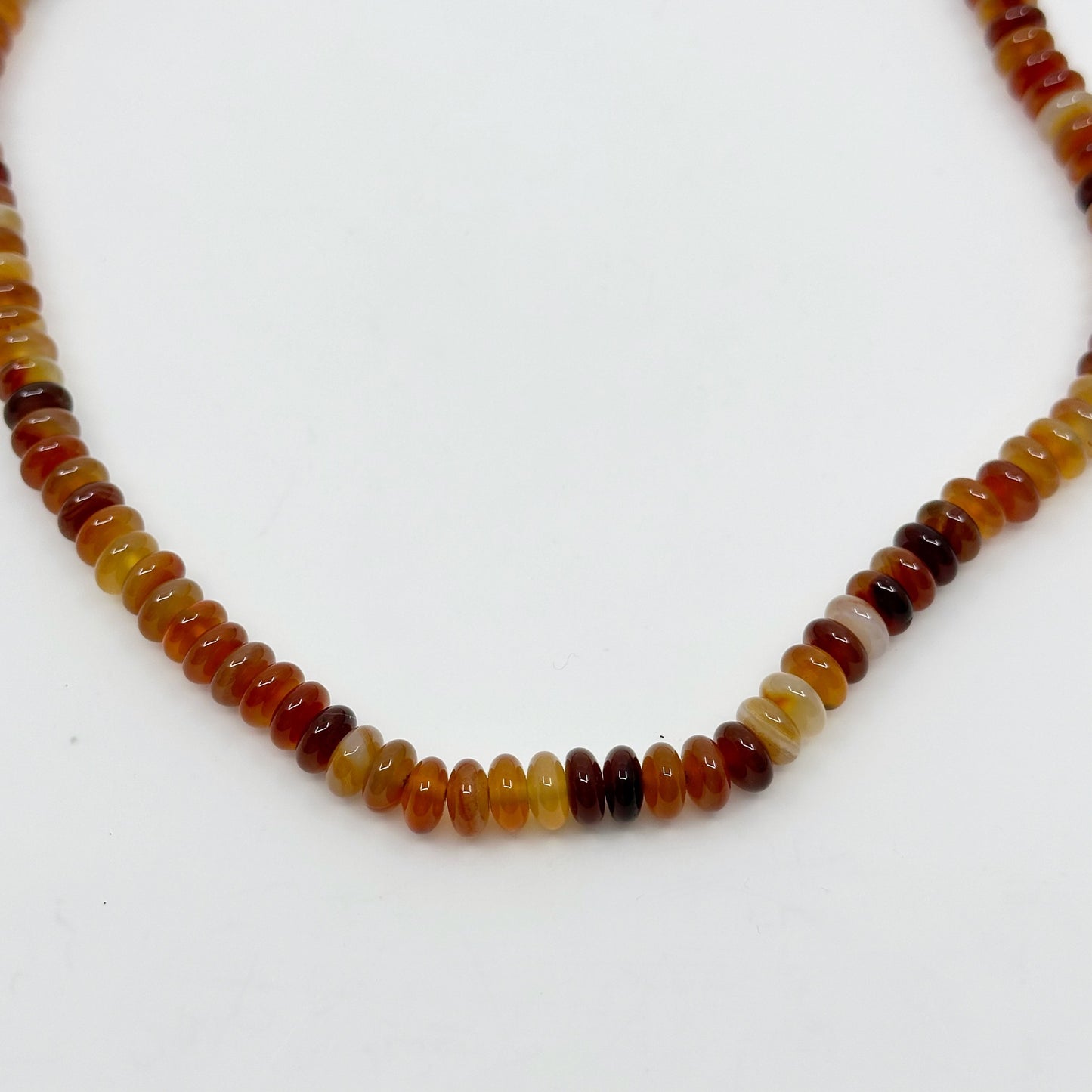 Hand Made sterling silver carnelian bead necklace