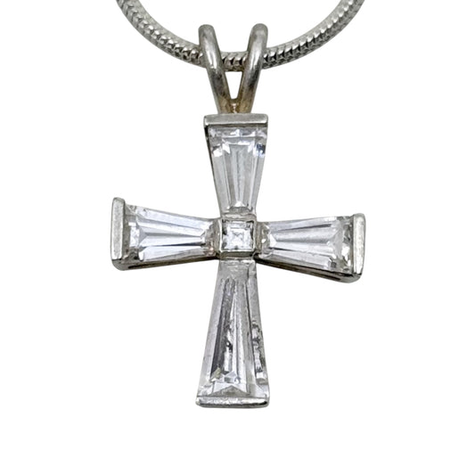 sterling silver cubic zirconia cross pendant - GM1070