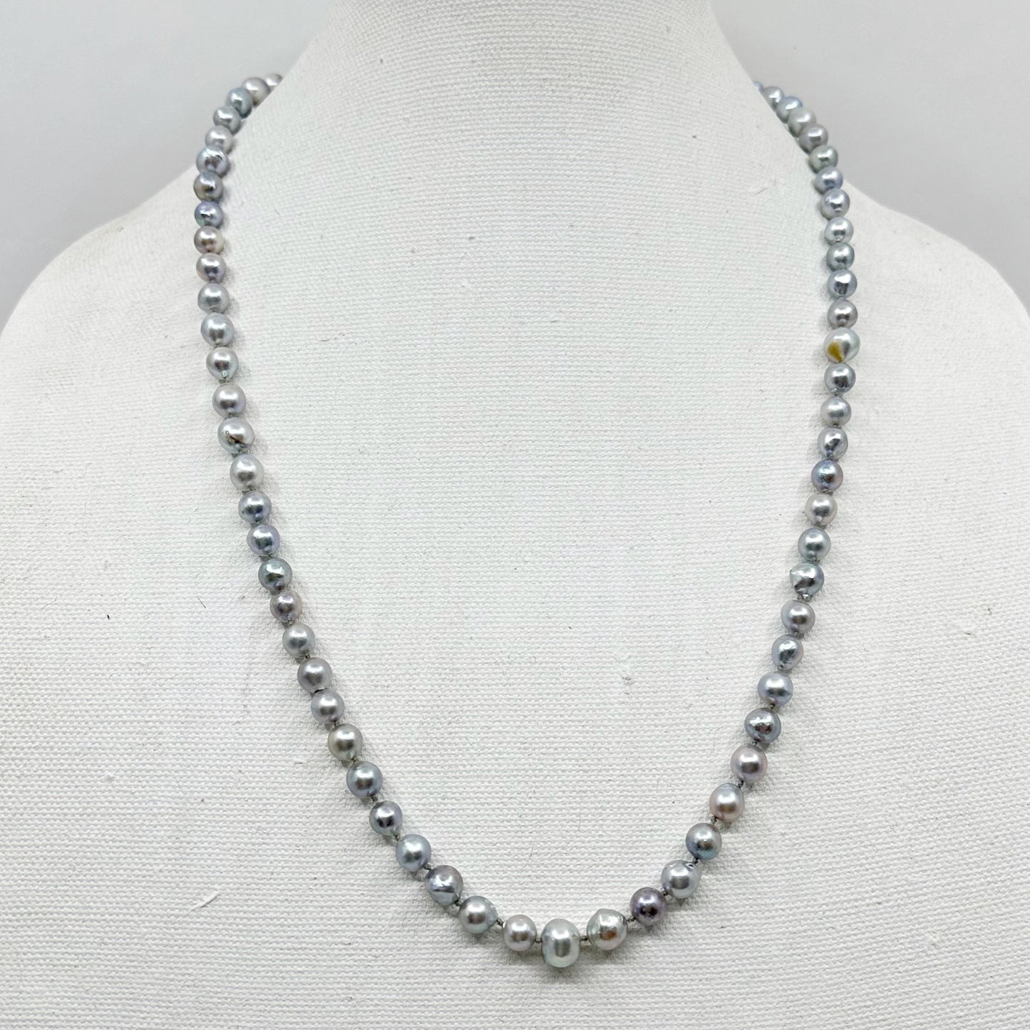 sterling silver Silver Gray Akoya semi baroque pearl necklace