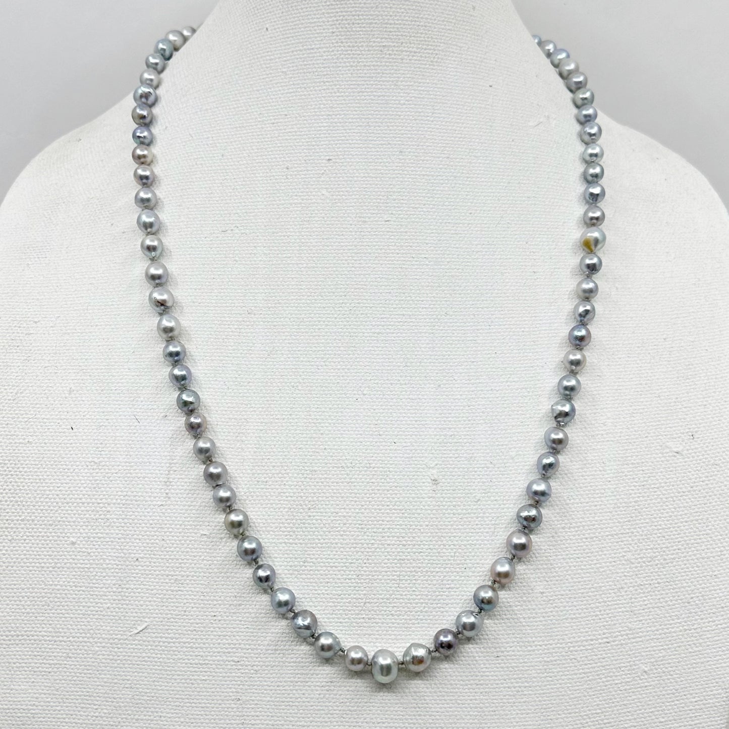 sterling silver Silver Gray Akoya semi baroque pearl necklace