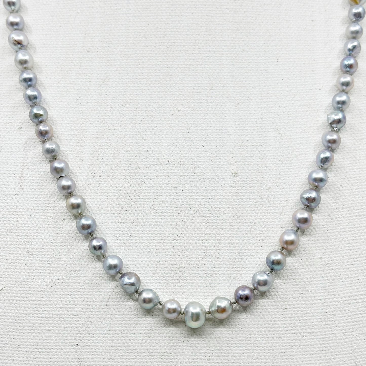 sterling silver Silver Gray Akoya semi baroque pearl necklace