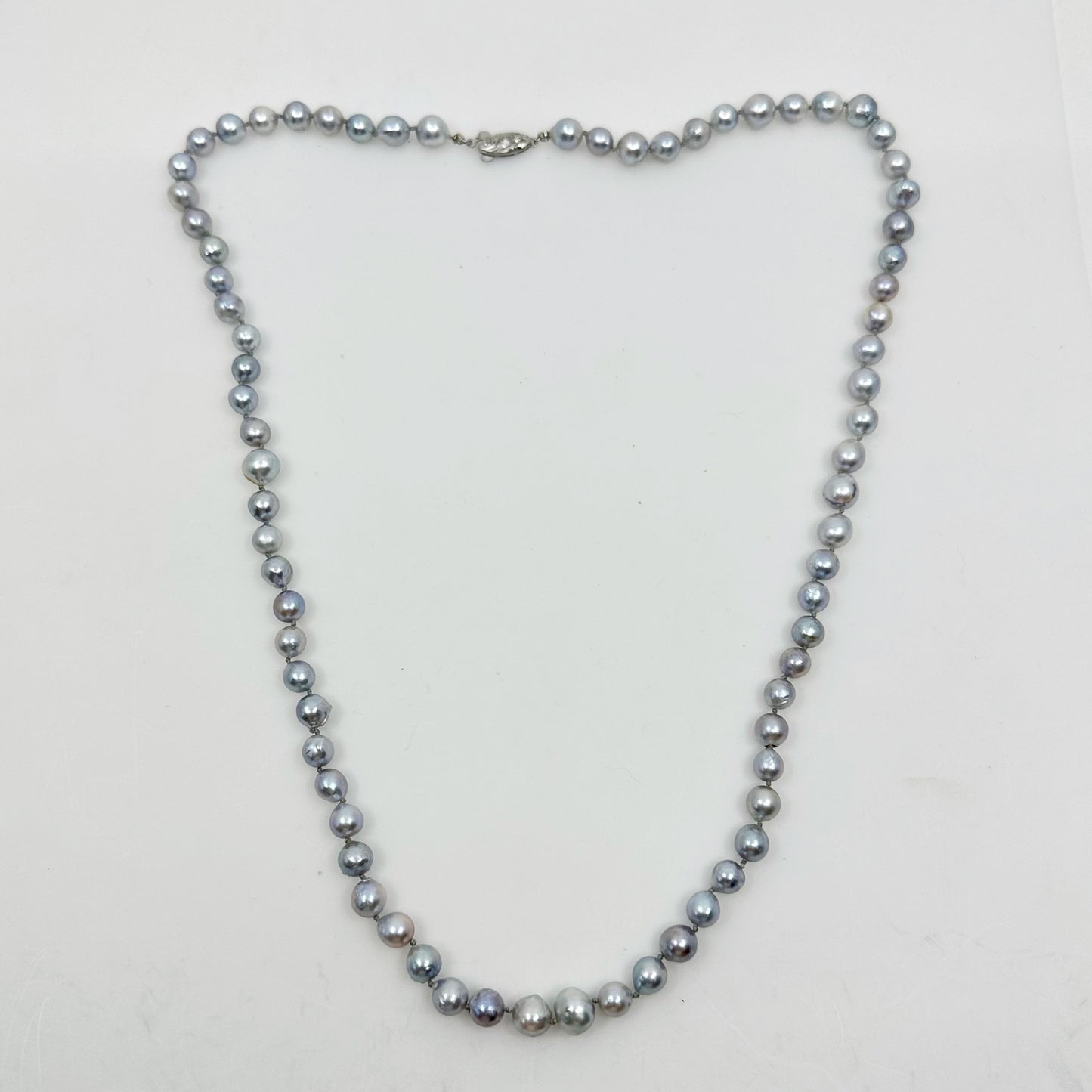 sterling silver Silver Gray Akoya semi baroque pearl necklace