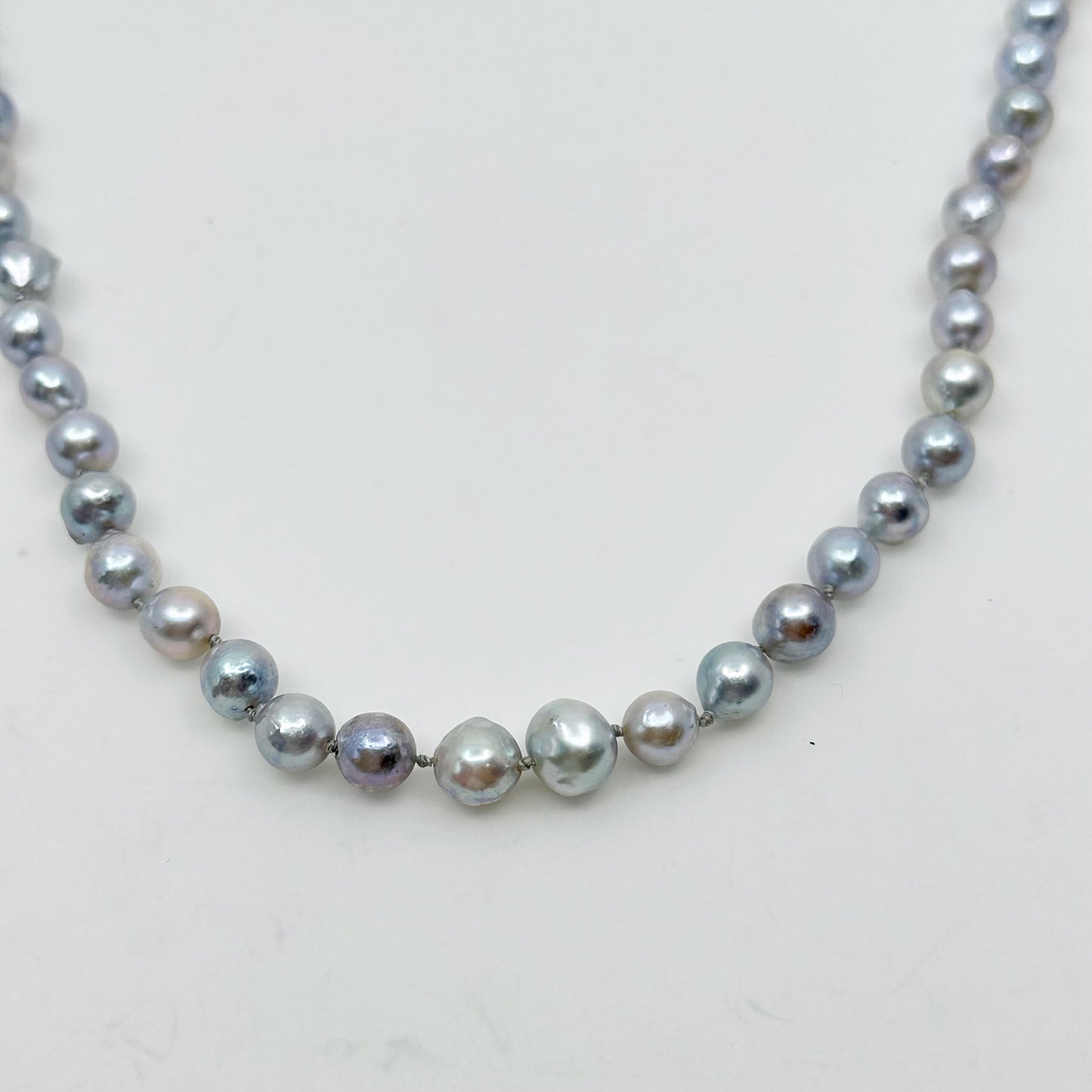 sterling silver Silver Gray Akoya semi baroque pearl necklace