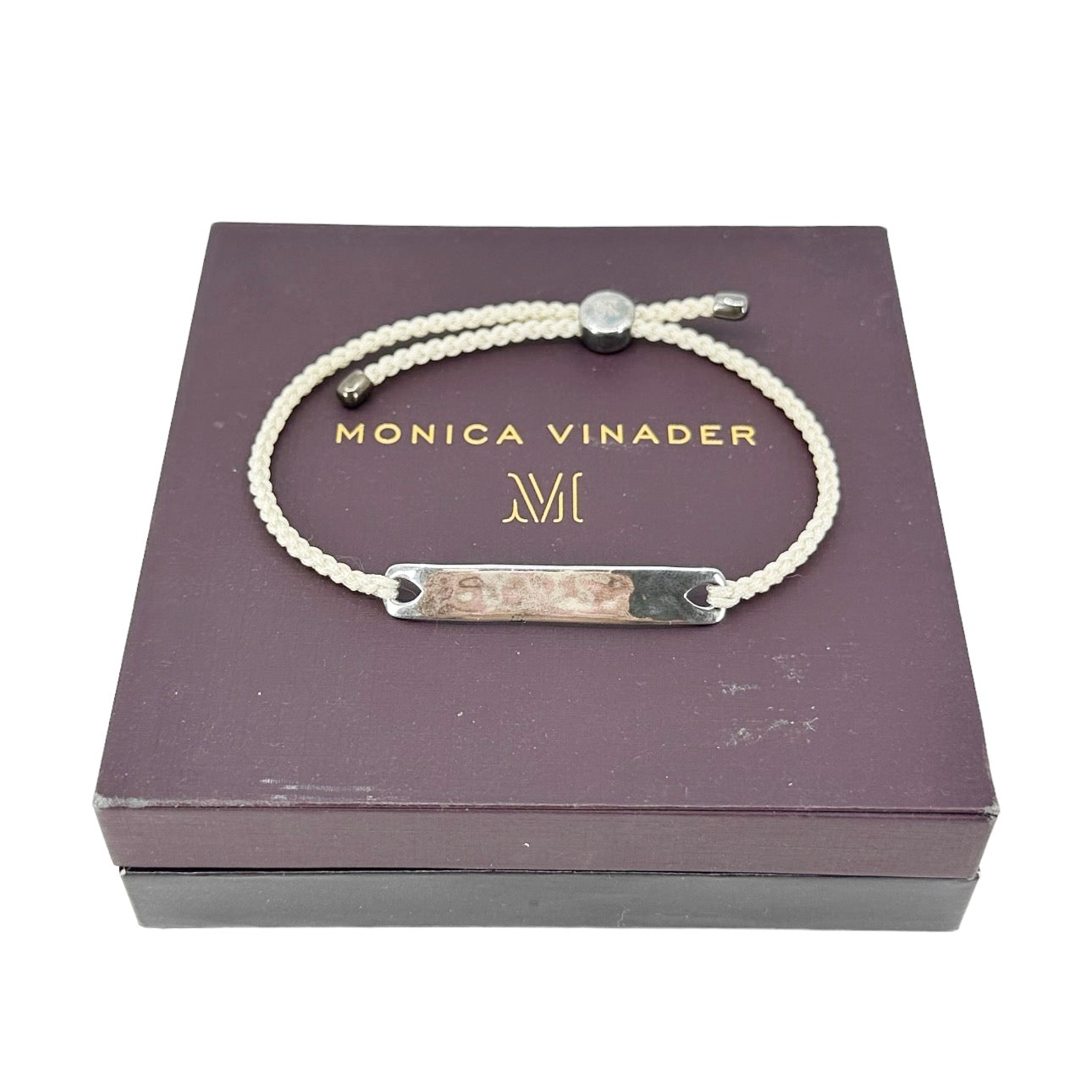 Monica Vinader sterling silver white cord My Faith adjustable  bracelet