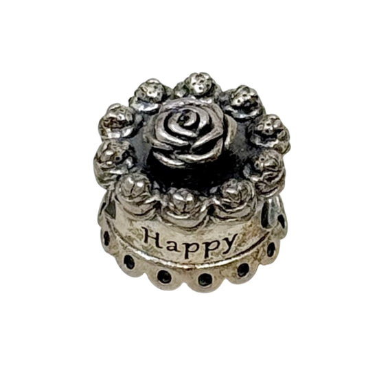 sterling silver happy birthday cake charm bracelet - GM1076
