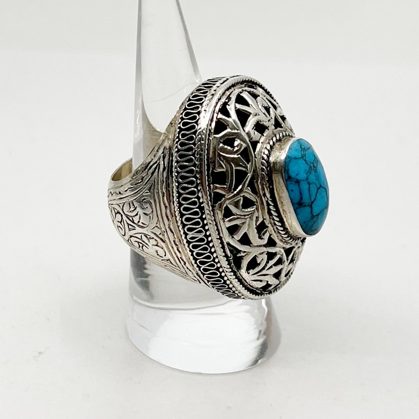 Vintage oversized sterling silver turquoise ring