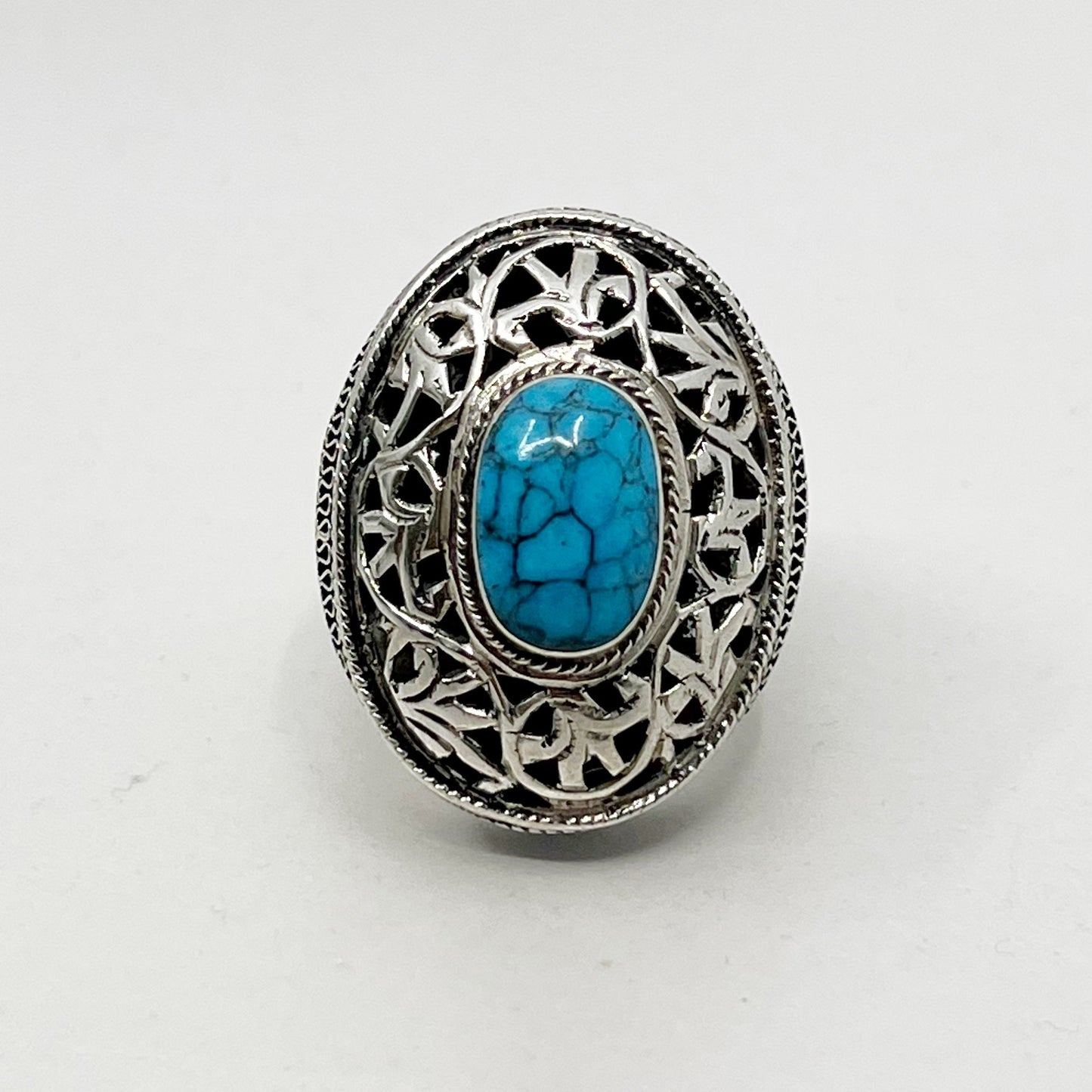 Vintage oversized sterling silver turquoise ring