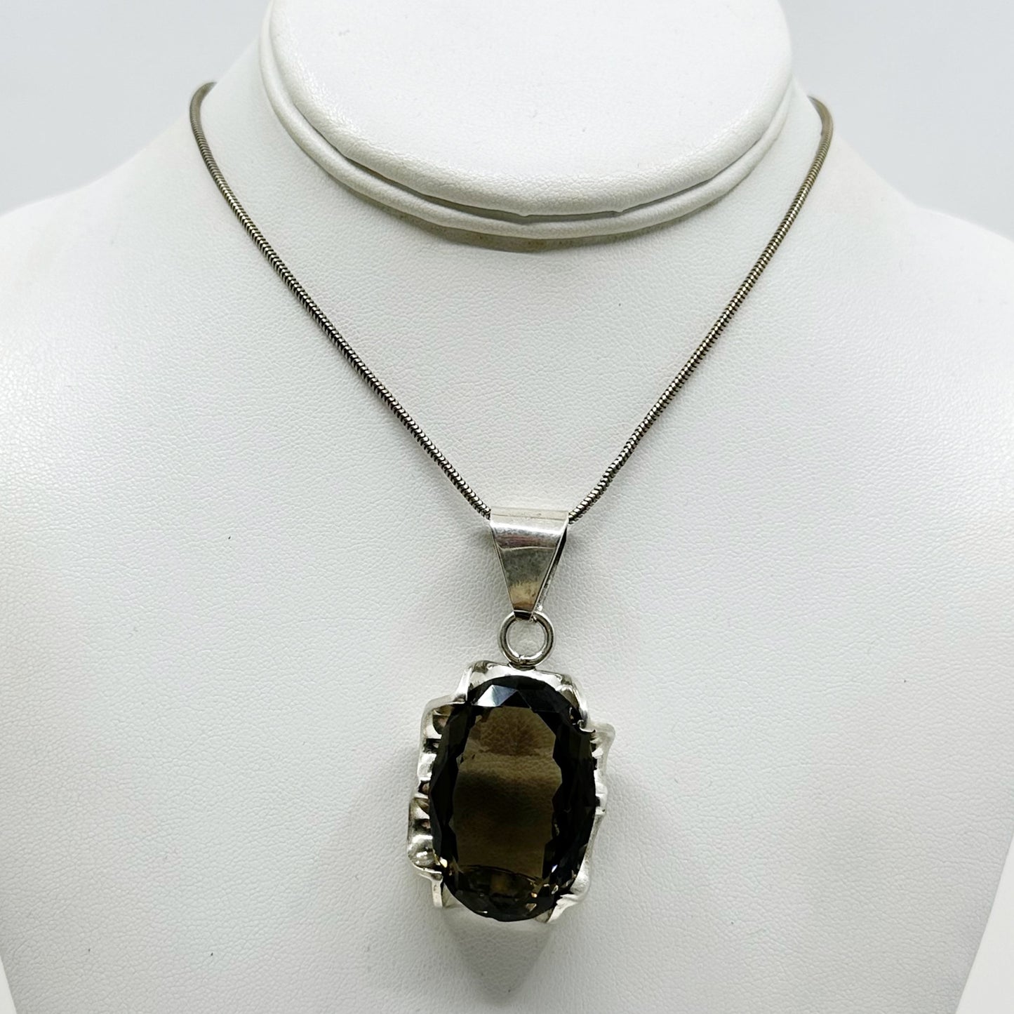 Oversized Mexican sterling silver smoky Quartz  pendant