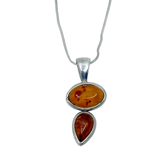 sterling silver baltic amber pendant necklace - GM1083