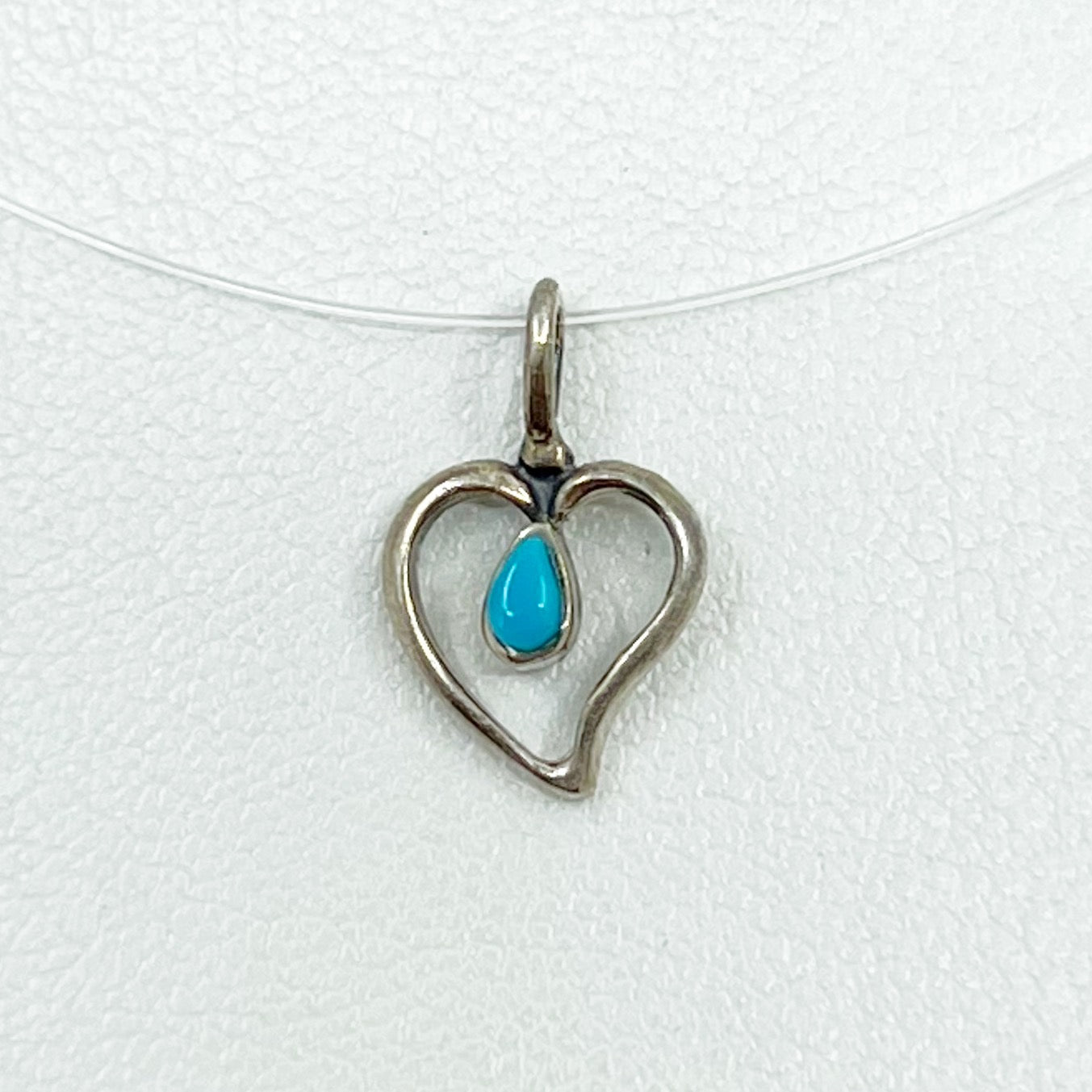 Zuni Sterling silver turquoise heart pendant