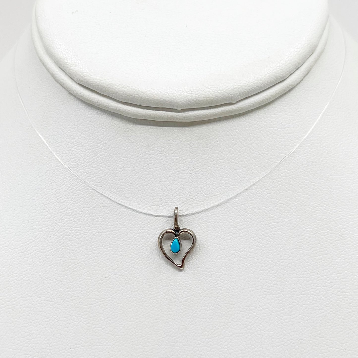 Zuni Sterling silver turquoise heart pendant