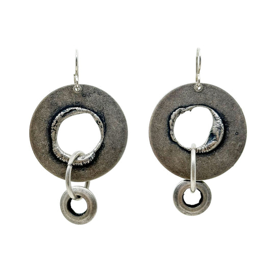 Modernist sterling silver drop earrings