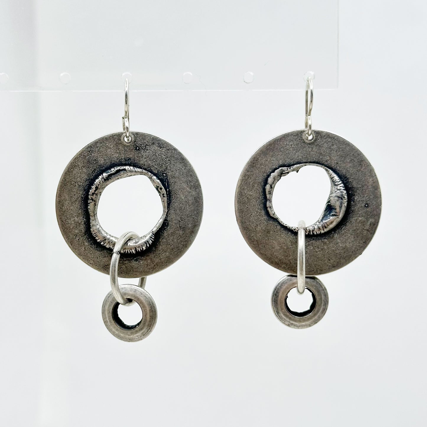 Modernist sterling silver drop earrings