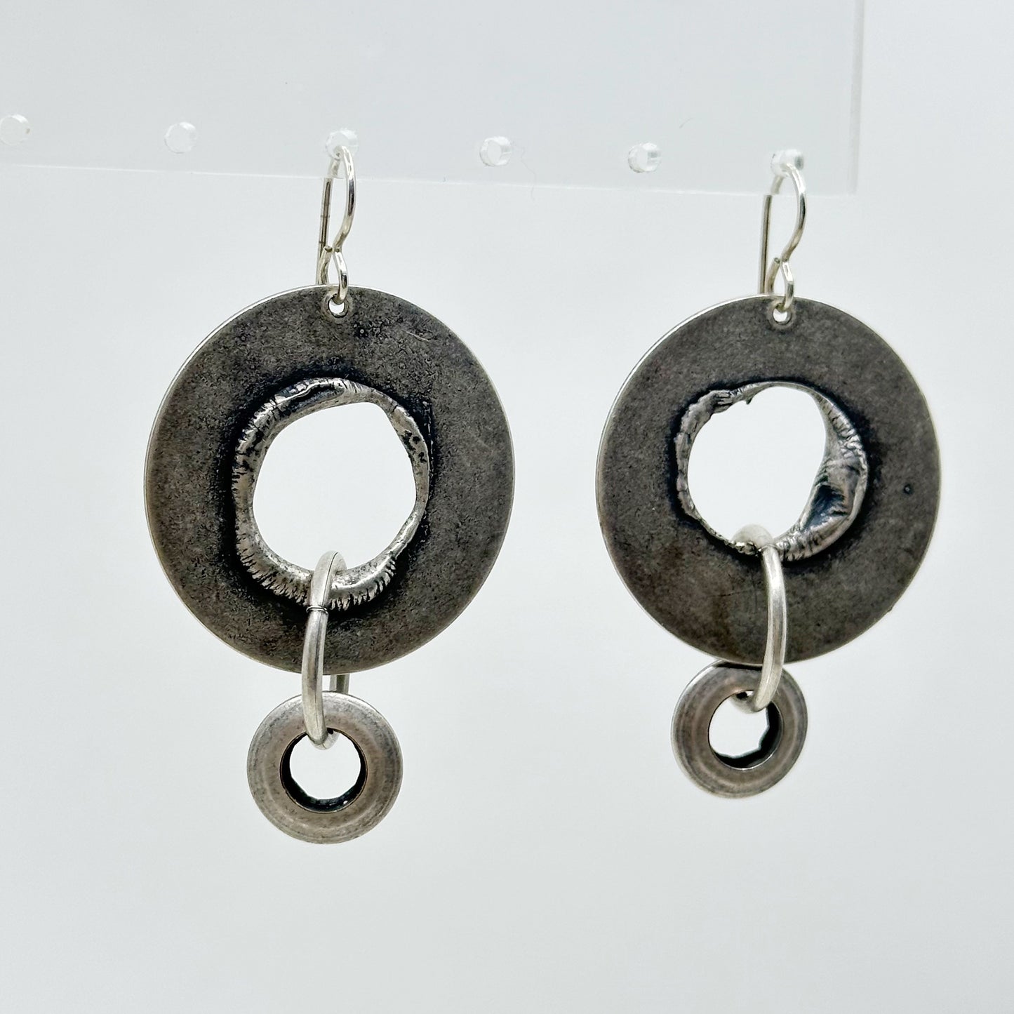 Modernist sterling silver drop earrings