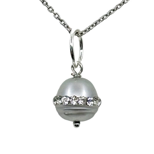 Sterling silver pearl & crystal pendant