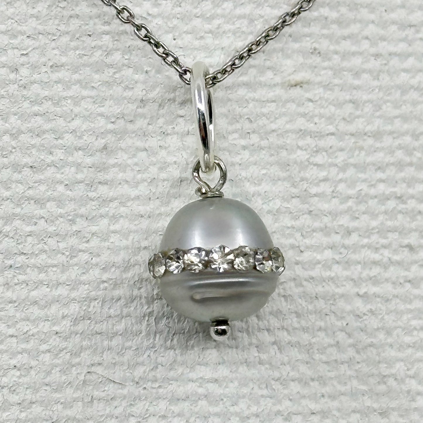 Sterling silver pearl & crystal pendant