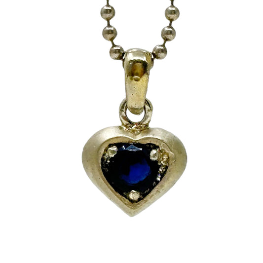 Sterling silver blue cubic zirconia heart pendant