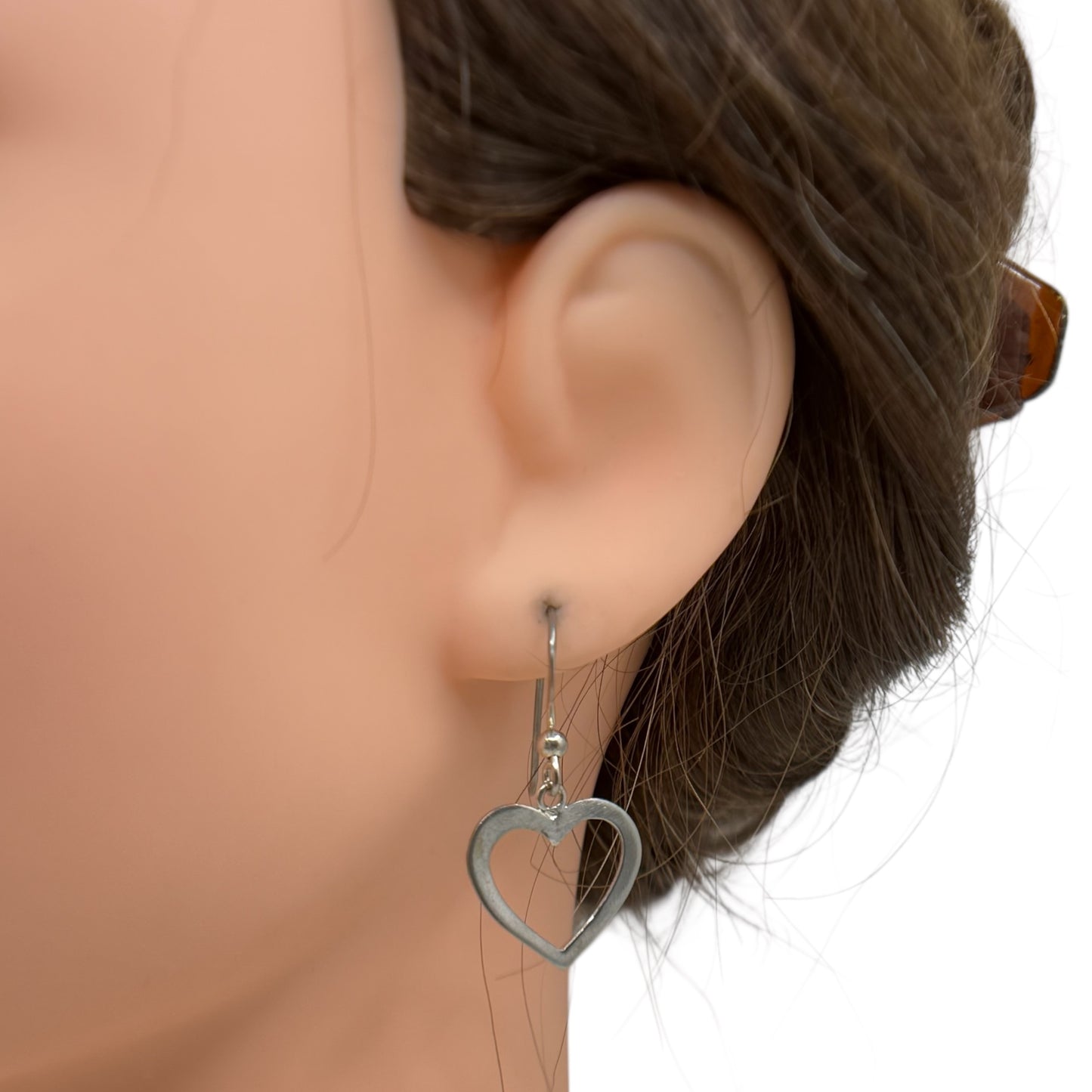 Hand Made Sterling silver open heart earrings - GM109