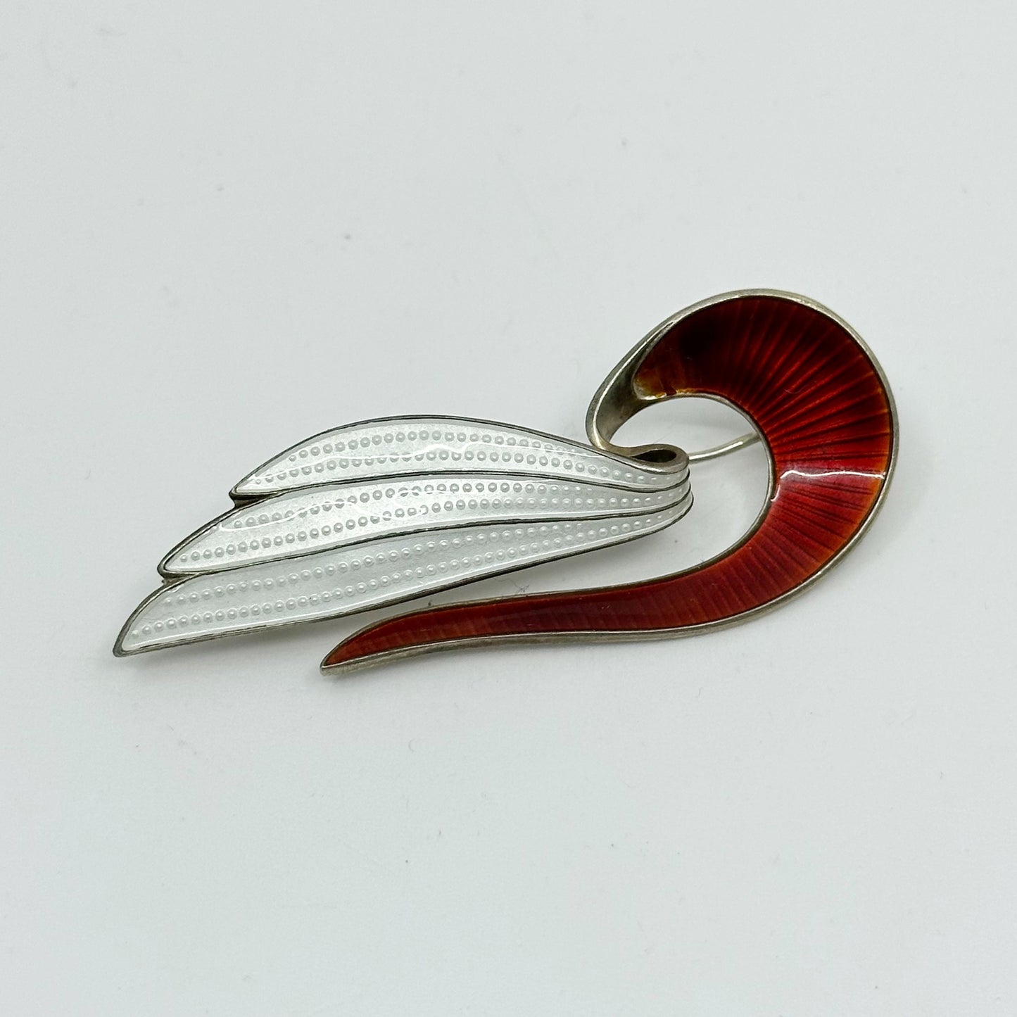 Aksel Holmsen sterling silver enamel Guilloche brooch