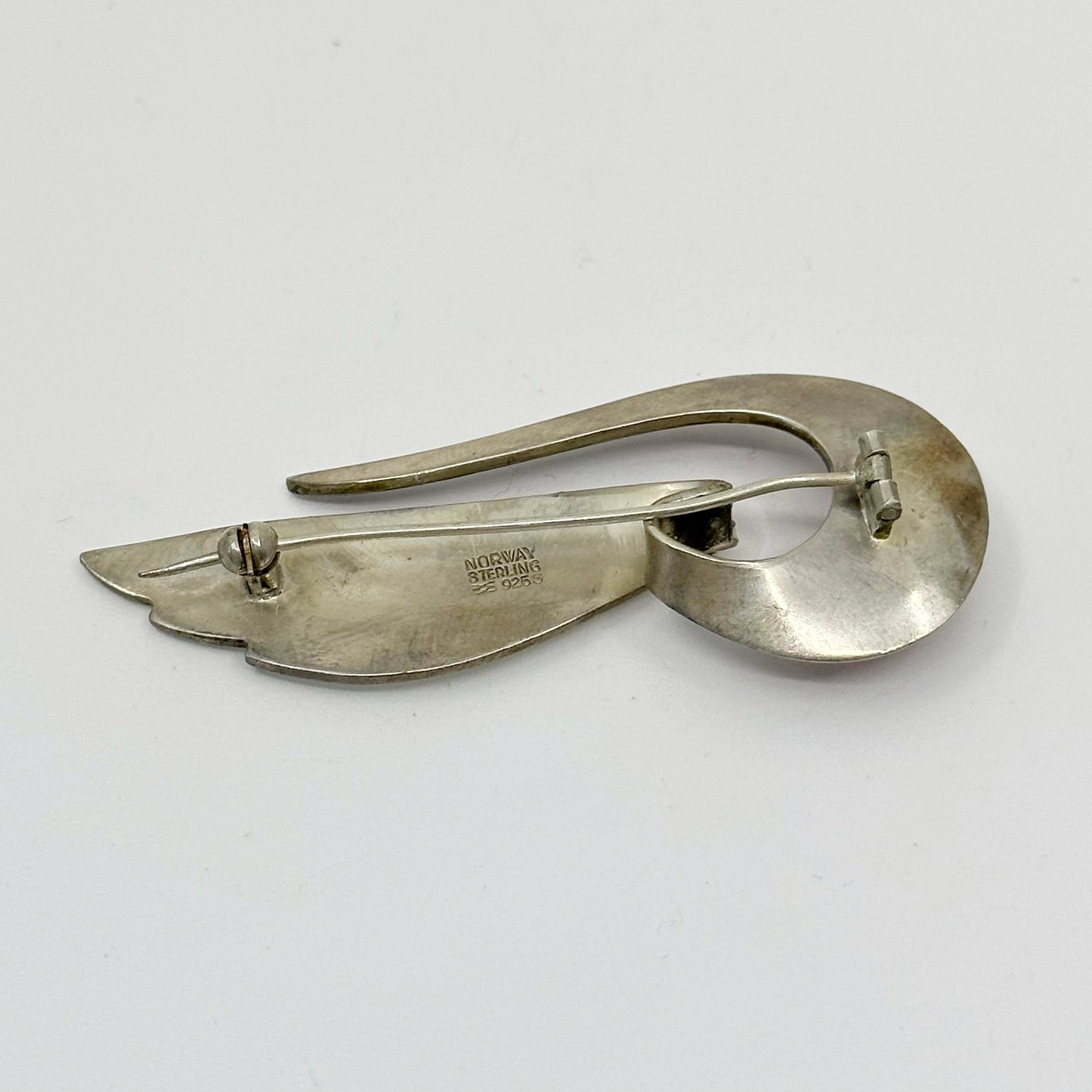 Aksel Holmsen sterling silver enamel Guilloche brooch