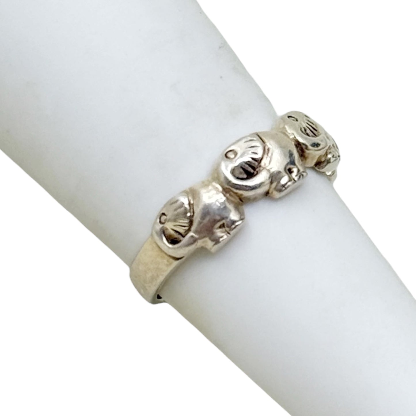 vintage sterling silver elephant band ring - GM423
