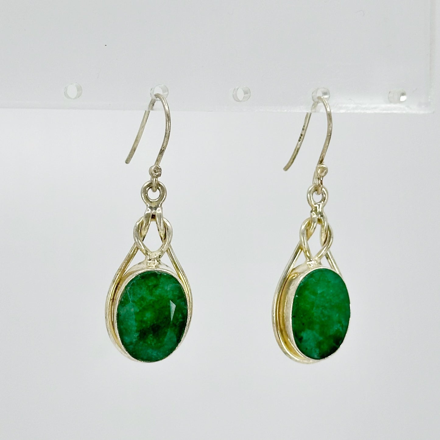 Sterling silver Zambian Emerald earrings