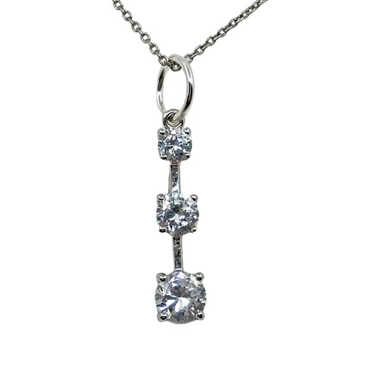 Ross Simons sterling silver cubic zirconia trilogy pendant