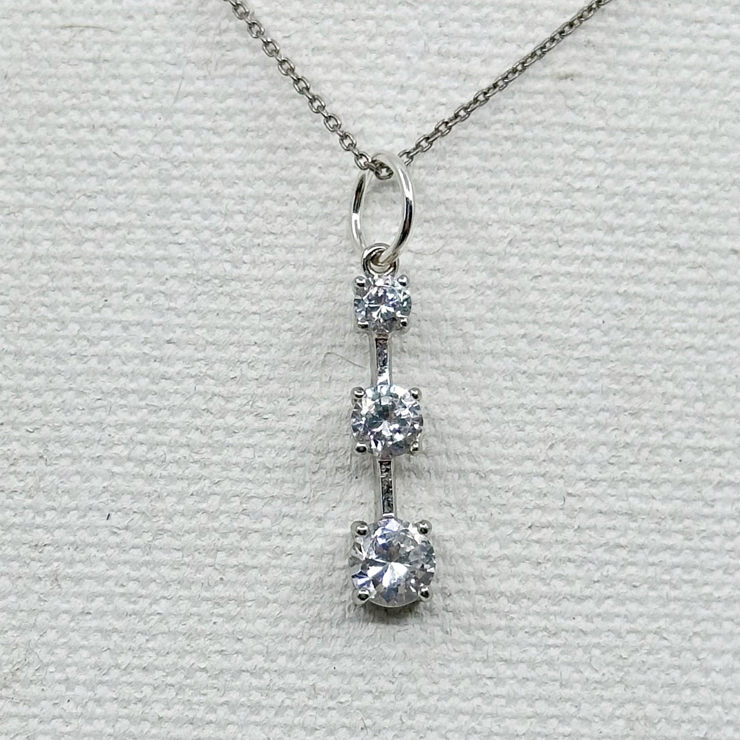 Ross Simons sterling silver cubic zirconia trilogy pendant