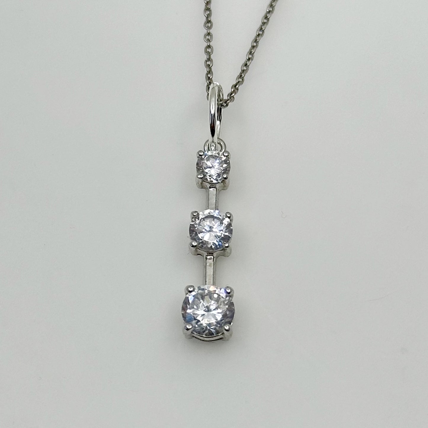 Ross Simons sterling silver cubic zirconia trilogy pendant