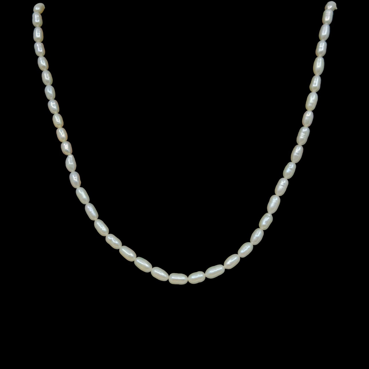 Freshwater rice pearl strand necklace