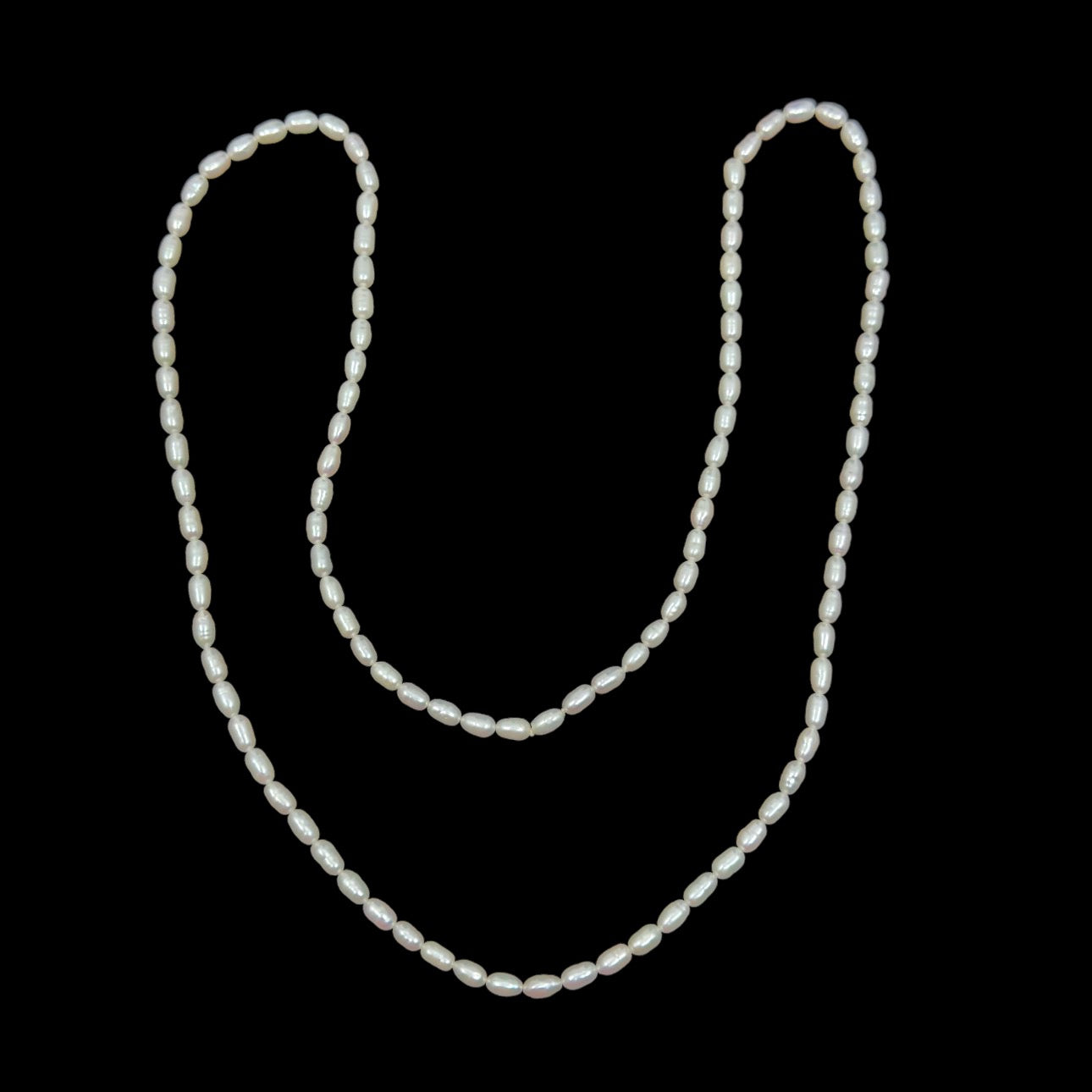 Freshwater rice pearl strand necklace