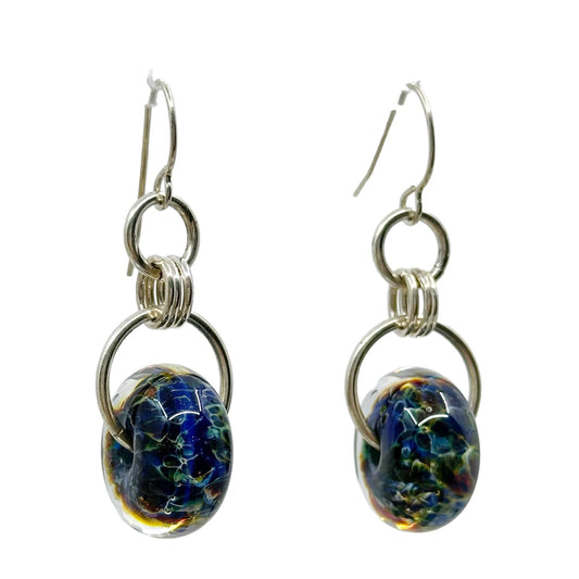 Sterling silver Lampwork borosilicate glass bead earrings