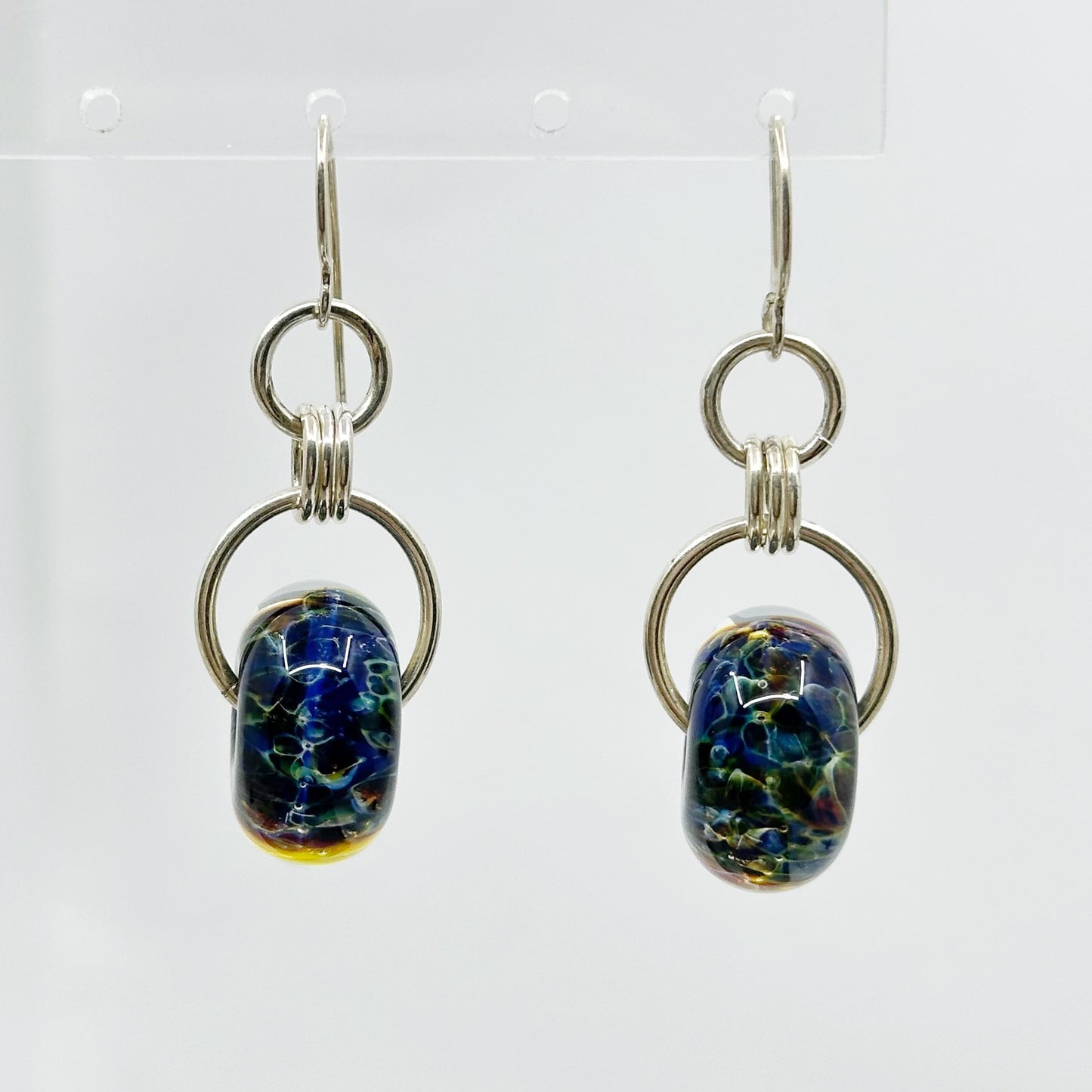 Sterling silver Lampwork borosilicate glass bead earrings