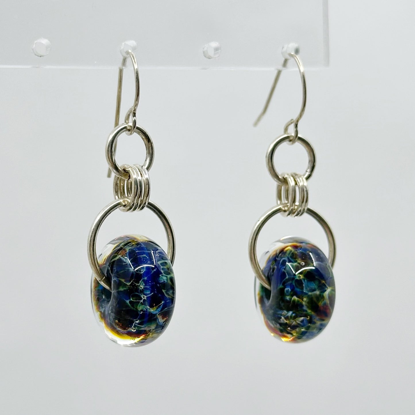 Sterling silver Lampwork borosilicate glass bead earrings