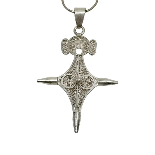 African Sterling silver filigree cross amulet pendant - GM1108