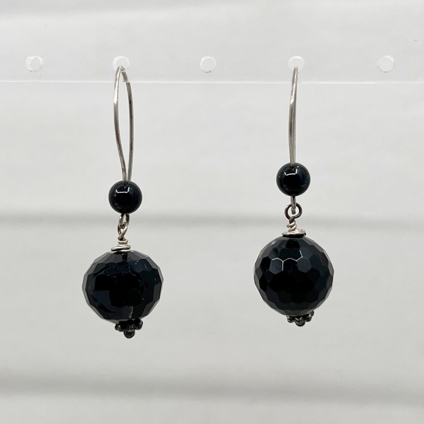 sterling silver onyx bead earrings