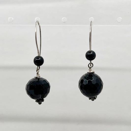 sterling silver onyx bead earrings