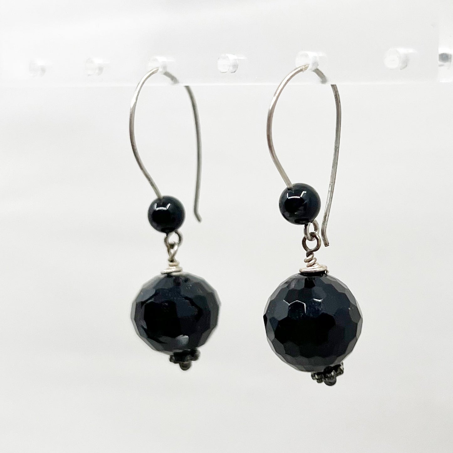 sterling silver onyx bead earrings