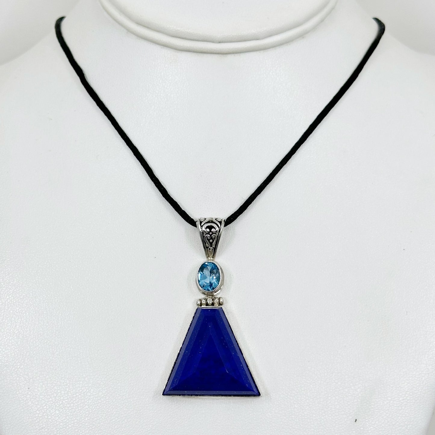 Sterling silver lapis lazuli & blue topaz pendant