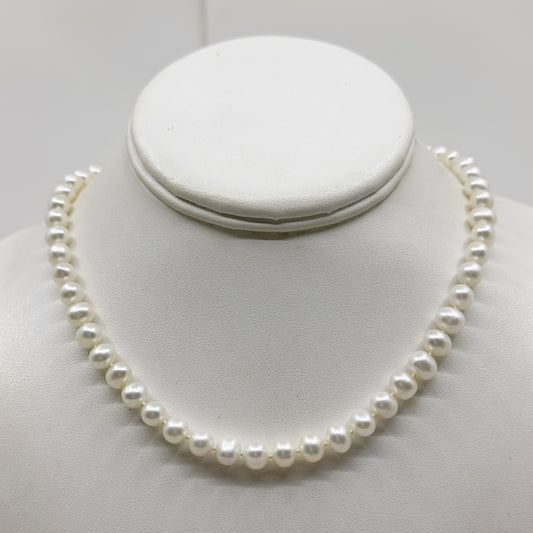 sterling silver Potato  freshwater pearl necklace