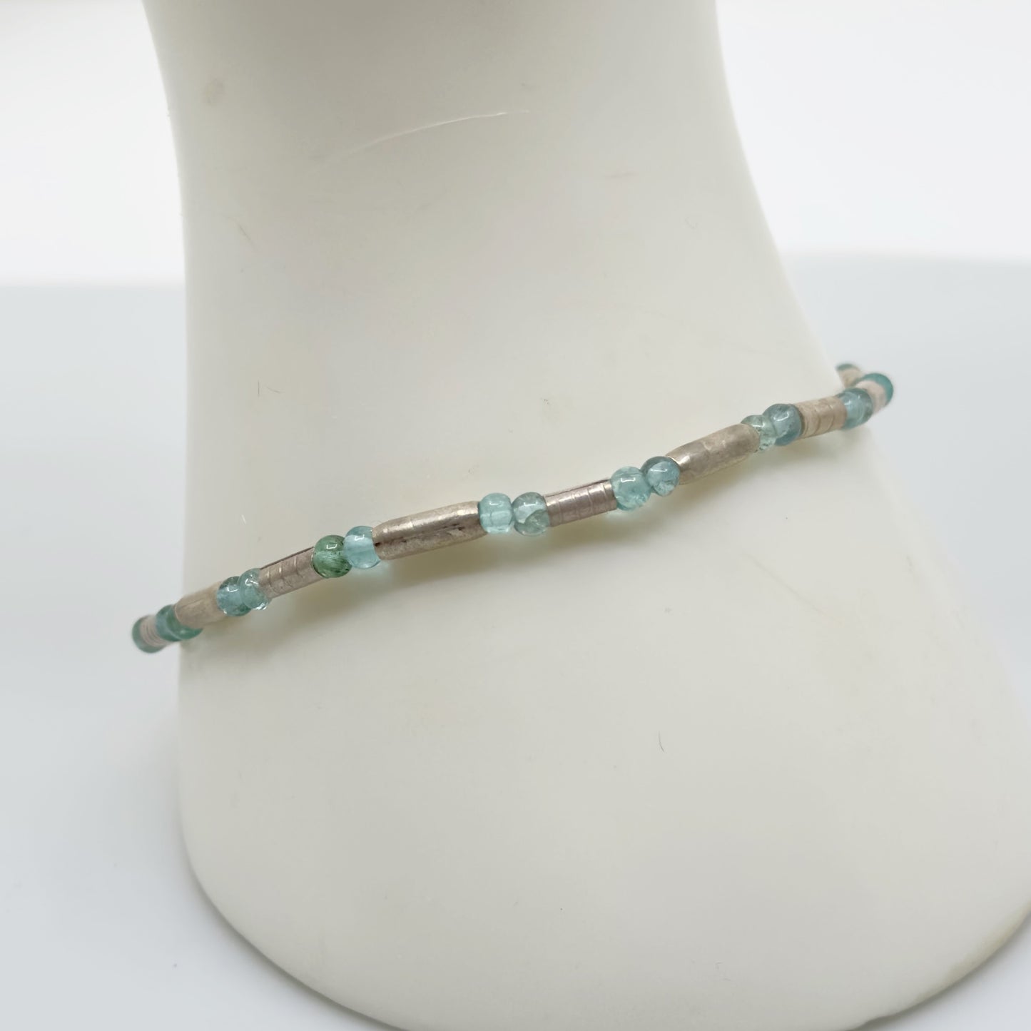 Sterling silver apatite bead bracelet